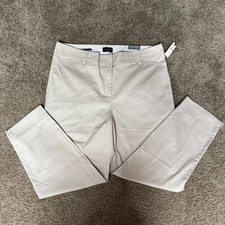 Talbots Perfect Crop Pants Womens Sz 14 Beige Cotton High Rise Slim Leg Neutral