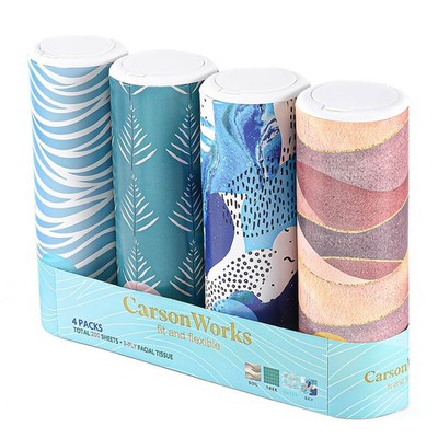 Car Tissues Cylinder 4 Packs Round Tissue Box Holder Fit for Cup Ct-23001 