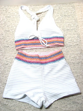 Girl's Youth Size 9-10 Years 2 Piece White Shorts and Halter Set
