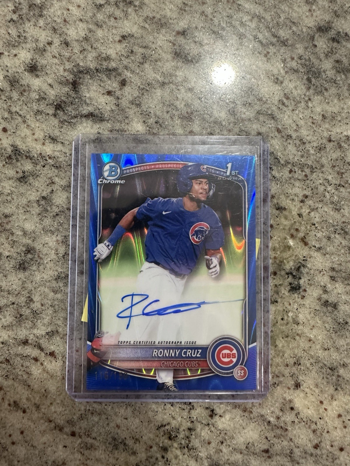 2025 Bowman Chrome Ronny Cruz 1st Bowman Blue Raywave Refractor Auto /150 Cubs