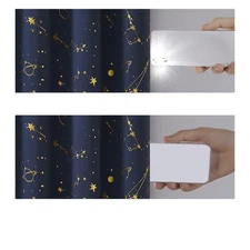 Xmas Navy Full Blackout Window Curtains Stellar Metallic Noise Reducing Panel...