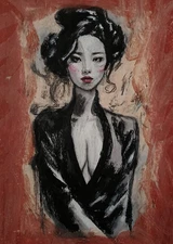 Modern Art - Portrait - Oil Chalk On A4 Paper, Modern Art 