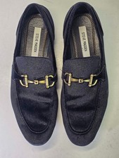 Steve Madden Delrayy Men s Loafers Size 10 Black Velvet Slip On Shoes Gold Bit