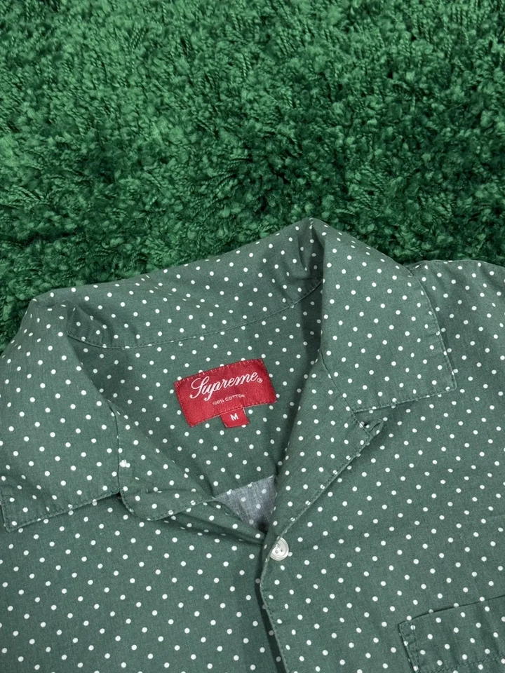 Supreme Polka Dot Short Sleeve Green Print Shirt Medium SS17 - Image 3 of 4