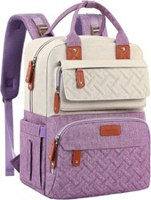 Purple Diaper Bag Backpack Unisex Large with Insulated Pockets Stroller Straps