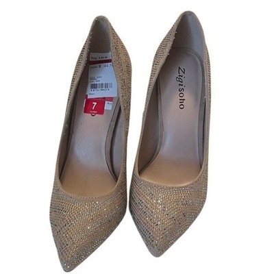 Zigi Soho Taran Beige Rhinestones Pointed Stiletto Pumps Size 7 NWOB