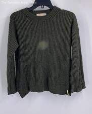 Michael Kors Womens Green Knitted Ribbed Long Sleeve Pullover Sweater Size S