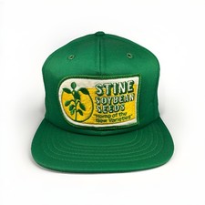 Vintage Stine Soybean Seeds Hat 80s Snapback Farm Cap w/ Patch MADE IN USA