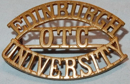 WW1 EDINBURGH COLLEGE OTC OFFICER TRAINING CORPS MILITARY SHOULDER TITLE BADGE