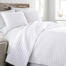 Twin XL Comforter Quilt Set, Dorm Room Twin / Twin XL 25 - White Circle Stitch
