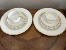 Two Place Setting Of Haviland Limoges Porcelain Dinnerware With Real Gold Trim