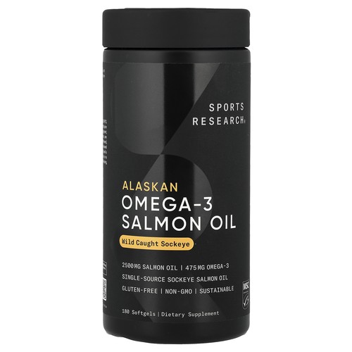 Alaskan Omega-3 Salmon Oil, Wild Caught Sockeye, 180 Softgels