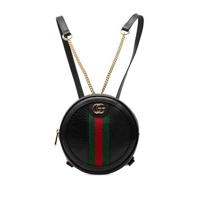 Gucci Sherry Line Ophidia Chain Backpack 598661 Black Leather Wome... GZl1ftdz