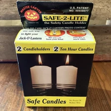 Vintage Master Carver SAFE-T-LITE Safety Candle Holder w/ (2) 10-Hr Candles NIB