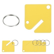 100 Pcs Key Tags, Plastic Slotted Key Tags with Metal Ring, Yellow