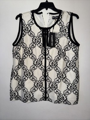 Karl Lagerfeld Paris Women's sleeveless lace Top Size Small NWT 