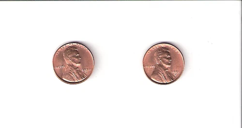 LOT OF 2 - 1950 D 1951 D Lincoln Wheat Cent GEM BU 1c LUSTROUS RED
