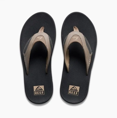Reef Fanning Claquettes Pour Hommes Fossil/Raven NEUVES - Photo 1/3