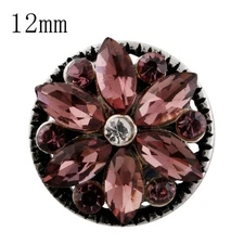 Mini Snap Jewelry Rhinestone Purple Flower fits 12mm Petite Ginger Accessories