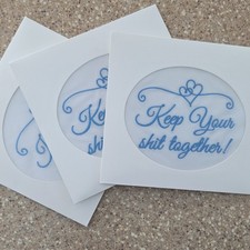 Embroidered Bridal Handkerchiefs 'Keep Your Sh t Together' Blue  White Set of 3
