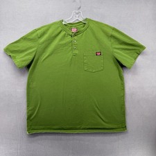 Wrangler Workwear Men's Green Henley T-Shirt Pocket Short Sleeve Size XL
