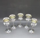 ANTIQUE EDWARDIAN SET 5 SOLID STERLING SILVER TOASTING GOBLETS 127g 8.8CM 1905