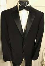 CALVIN KLEIN SLIM FIT SIZE 46R BLACK 2 BUTTON WOOL TUXEDO JACKET