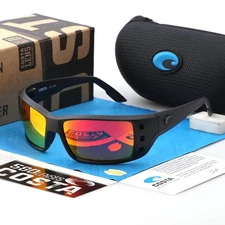 Costa Del Mar Men's Permit Matte Black /Orange Mirror Polarized Sunglasses 580p