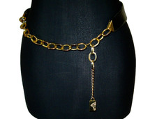 Gianni Versace Gold Medusa Head Chain and Leather Belt. Vintage 1990s.Excellent.