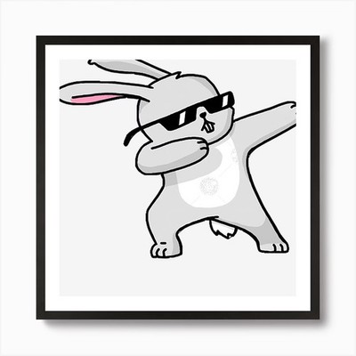 Lustiges Shirt Dabbing Osterhase Da gerahmt Wandbild Poster Leinwanddruck Bild