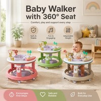 Foldable Baby Walker,Kids Activity Push Walker Height Adjustable Quiet Wheels UK