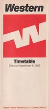 Western Airlines timetable 1982/09/08