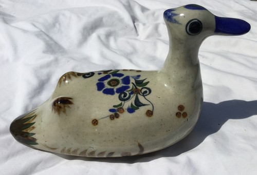 Vintage Antique Ceramic Hand Painted Duck Figurine Goose Floral Pottery Bird - Picture 2 of 7