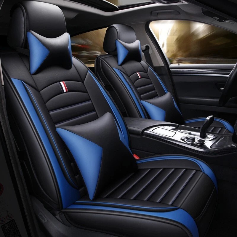 For JEEP Wrangler Front +Rear Car Seat Covers Full Set Nappa Leather Cushion Pad Foto 4 de 4