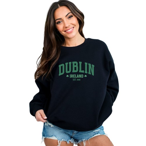 Dublin Ireland Est. 988 Sweatshirt, Vintage Look City Pride Unisex Pullover, Cla - Picture 6 of 11