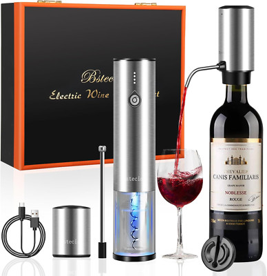 Electric Wine Bottle Opener Set, with Luxurious Wooden Gift Box, 2-In-1 Electric