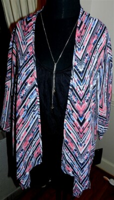 Top Chiffon Lipstick Chic Chevron Duster 2fr Junior sz Large 11-13New