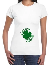 Lucky Charm T Shirt Irish Maternity Pregnancy Womens Baby Mum St Patrick's EP8