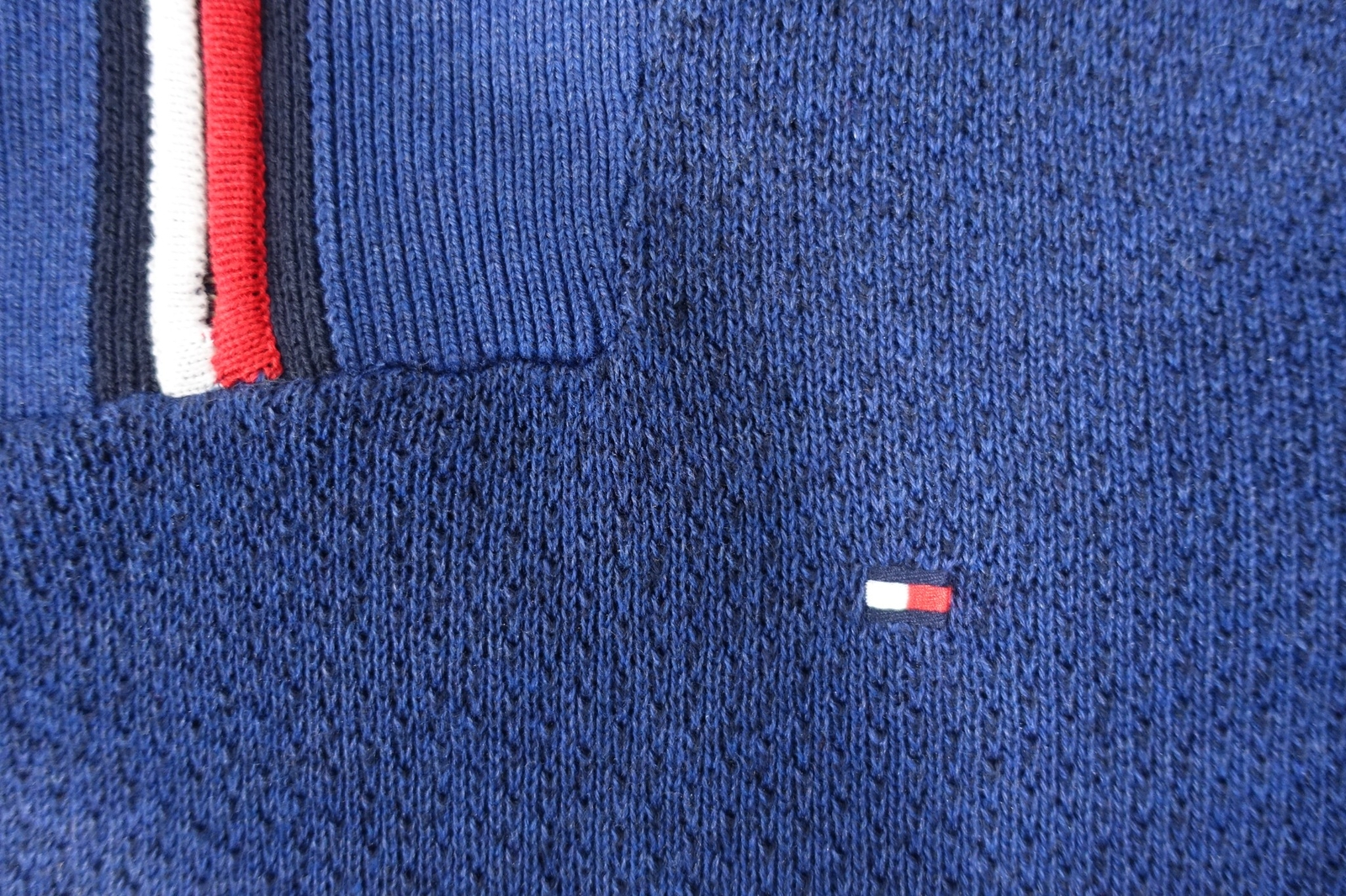 TOMMY HILFIGER 78J6537 NAVY BLUE WOVEN HALF ZIP MOCK NECK SWEATER  