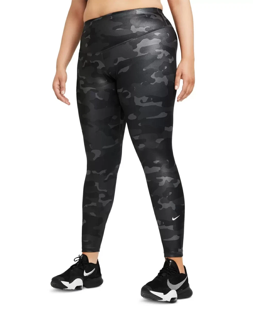 Nike Dri-fit One Plus Size Mid-Rise Camo-Print Leggings Black Size 1X MSRP  $70