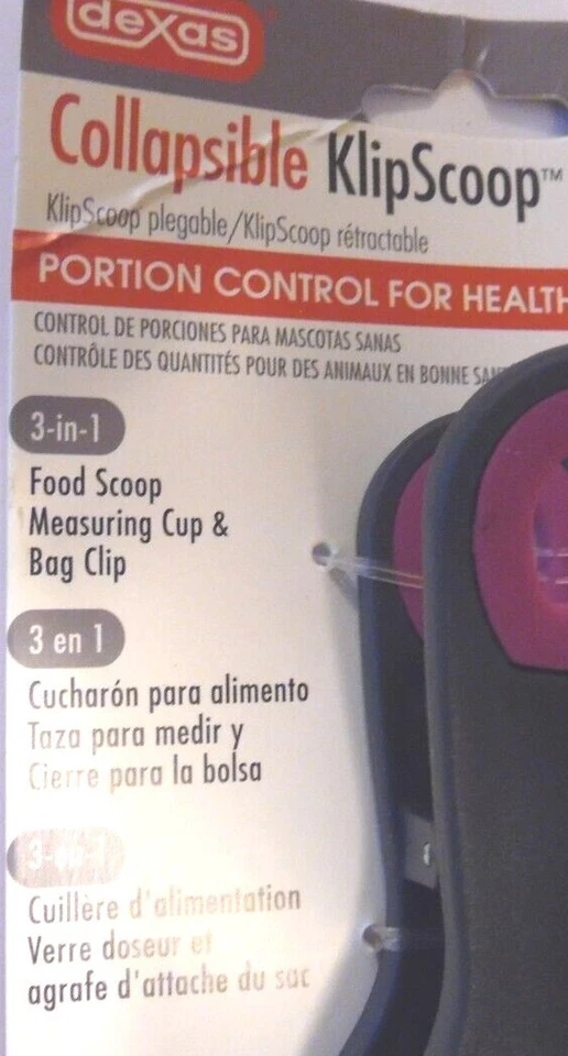 Cucharada plegable Dexas Klipscoop 1 taza de comida para mascotas azul, rosa Foto 2 de 4
