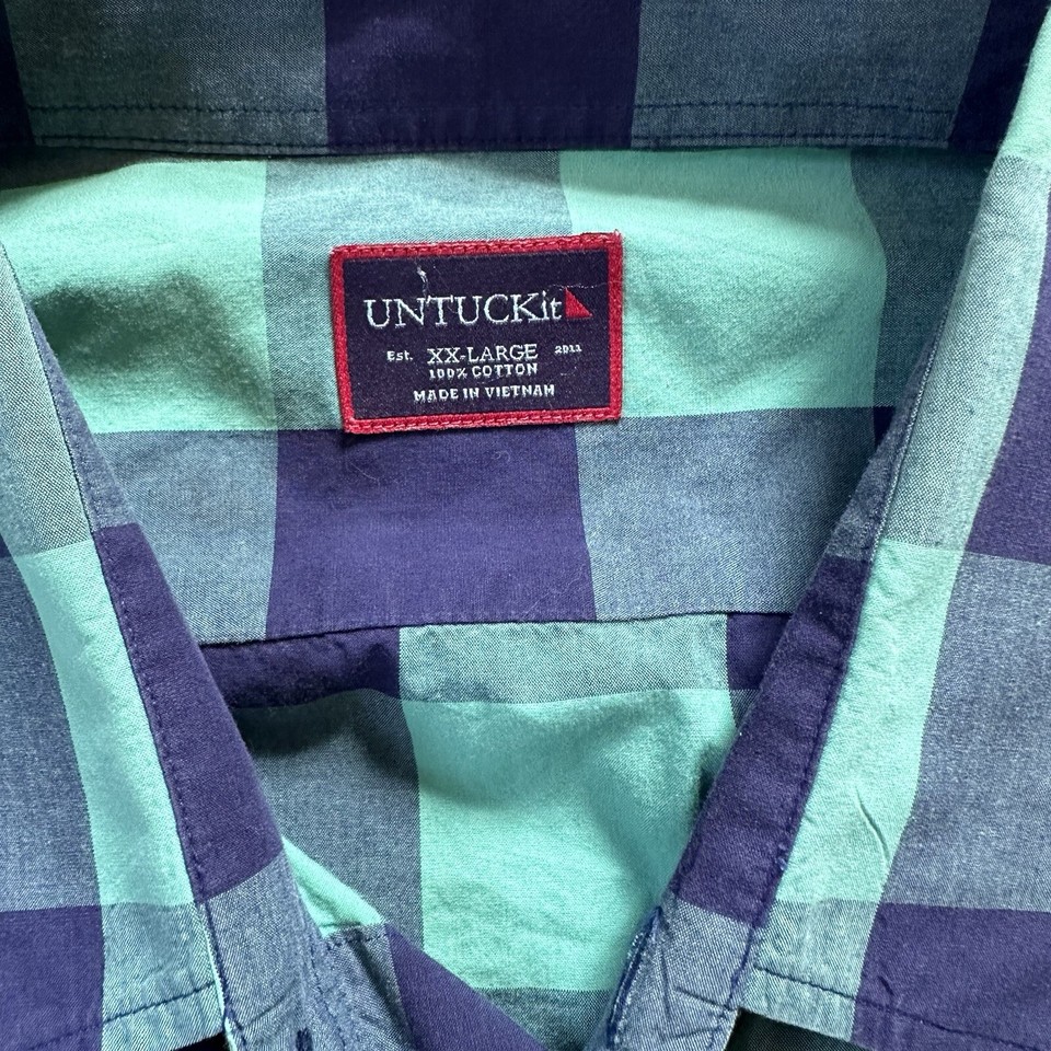 Untuckit Men's Button Down Shirt Long Sleeve XXL Green Plaid eBay
