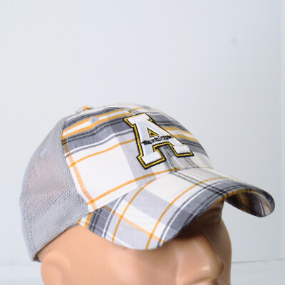 ppalachian State Strapback Hat Vtg White Gold Plaid Mountaineers Top World