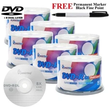 300 8X Smartbuy Logo Top DVD+R DL Dual Layer 8.5GB Disc + Black Permanent Marker
