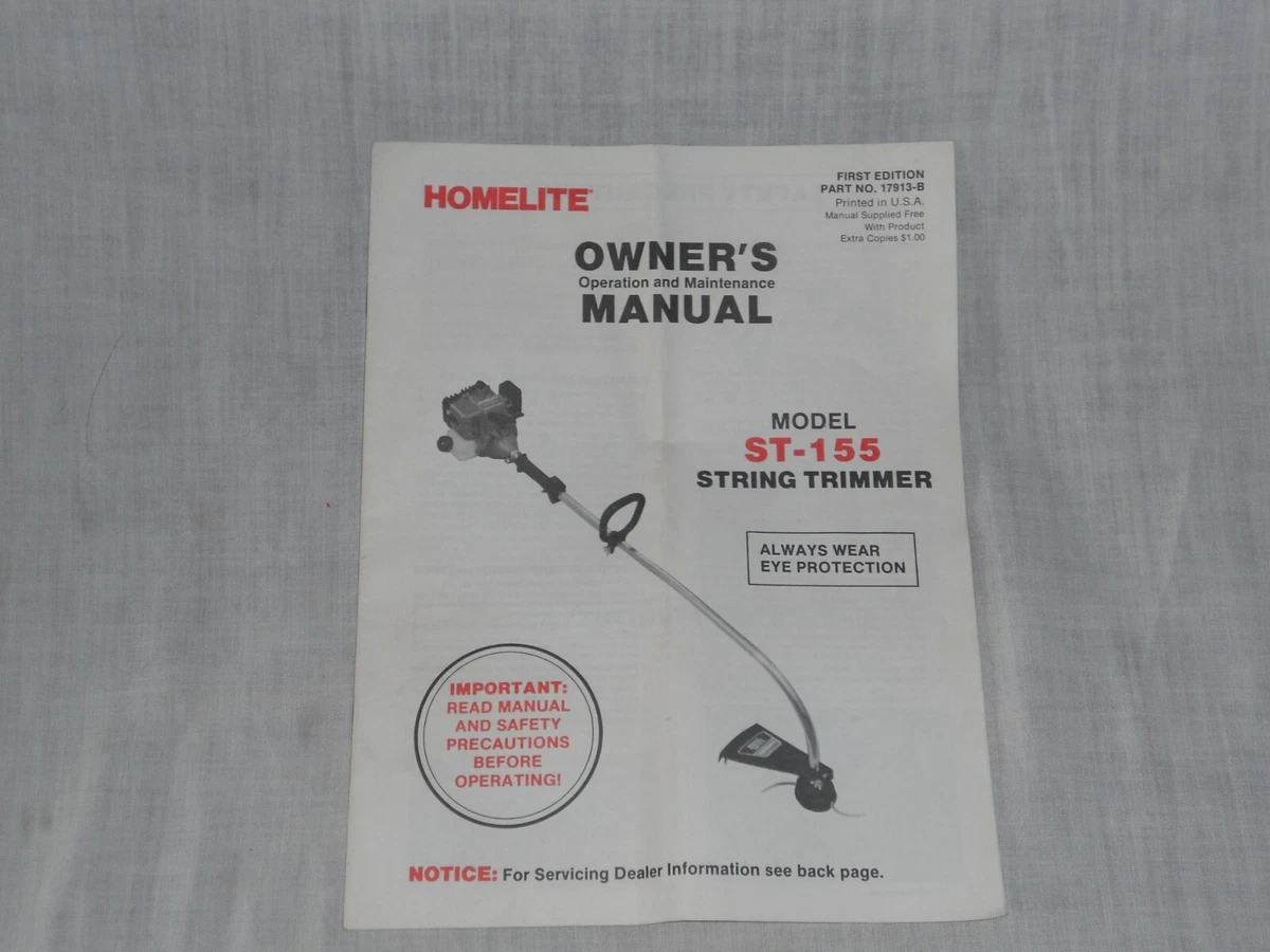 Homelite ST 155 String Trimmer Owner s Manual