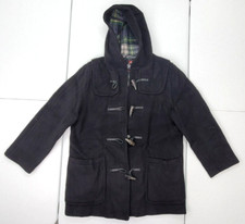 Gloverall England Women 10 Used Black Wool Blnd Duffle Coat Toggle Button/hooded