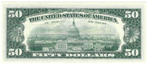 1969A Fifty Dollar Fancy Serial Number Note C04084807A Three pairs 0s 4s 8s - Picture 2 of 2