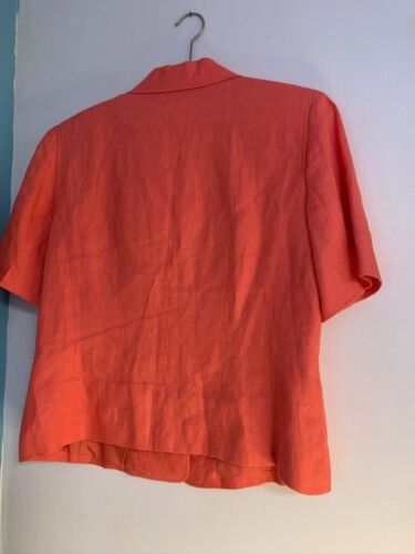 Talbots Womens Linen Cottagecore Classic Coral Blazer Jacket Size 10 Butt - Picture 2 of 6