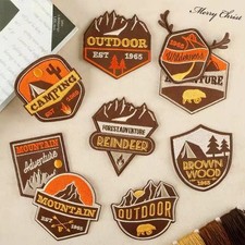 10PCS Vintage Embroidered Patch Badges Outdoor Theme For DIY Clothing Backpack