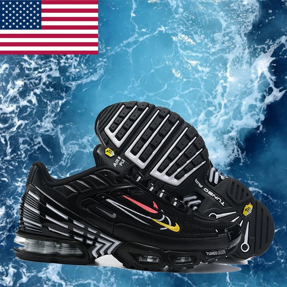 US Nike Air Max TN Plus 3 Men Shoe Running Sneaker Trainer / Black Yellow Red - Image 1 of 4